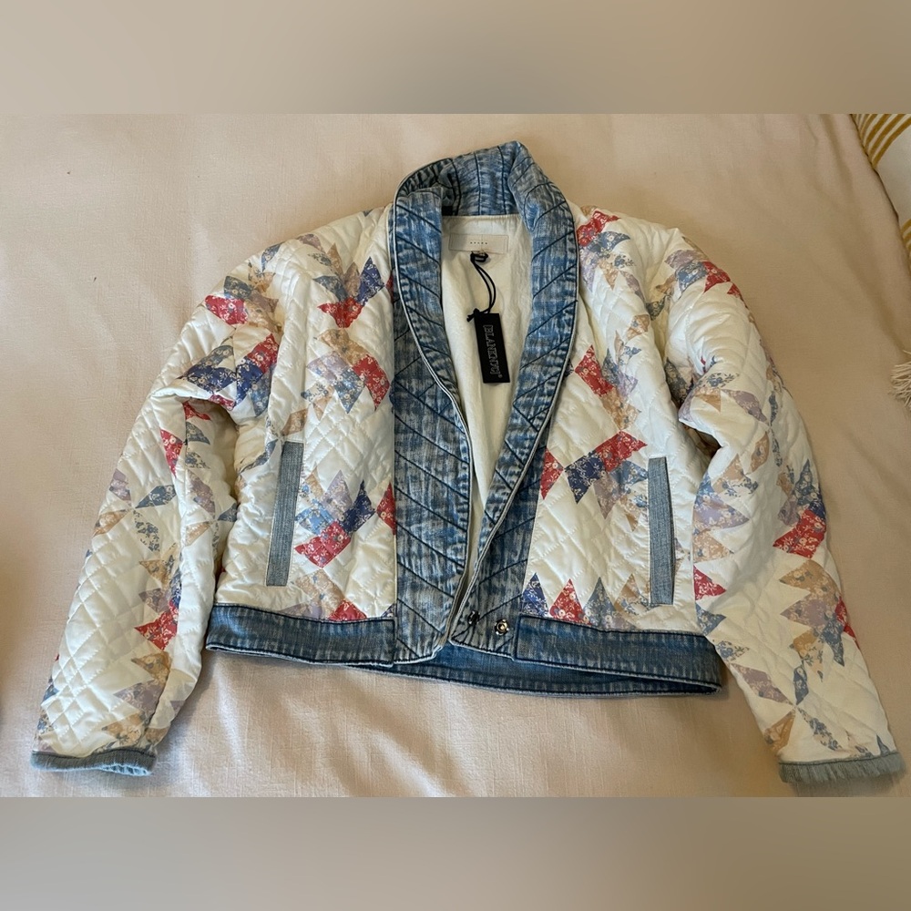 Quilted jacket with denim